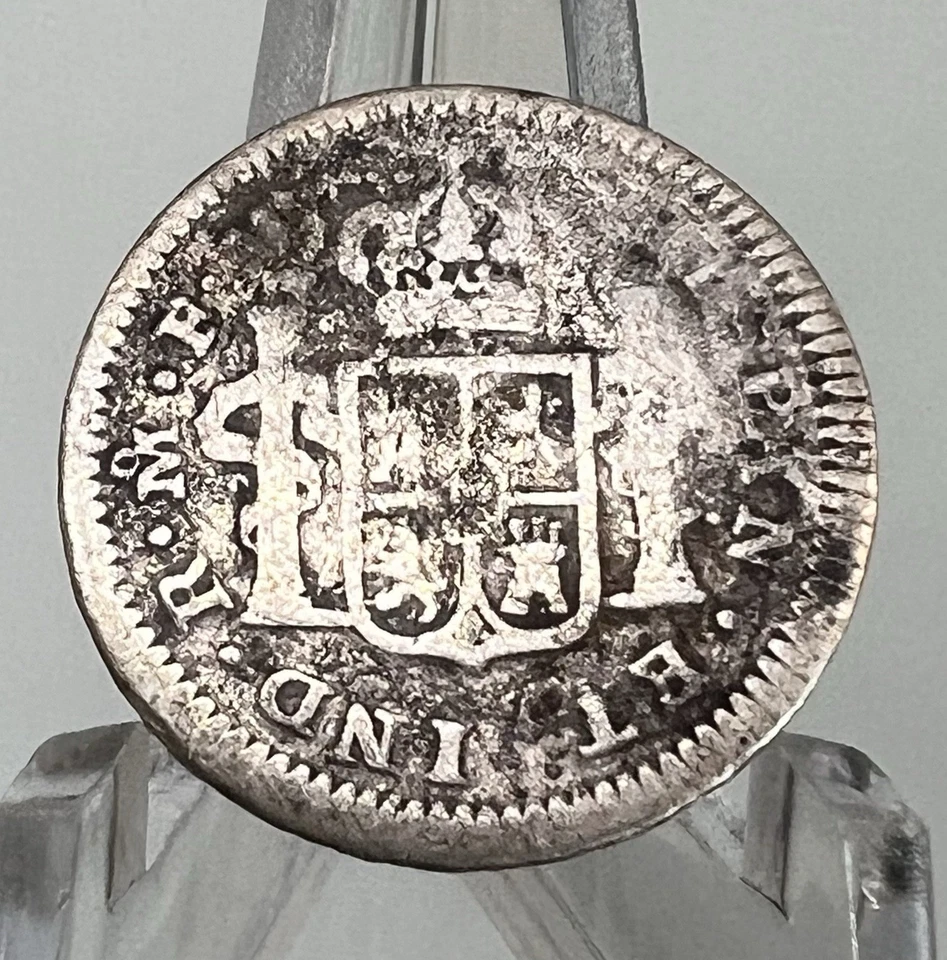 Mexico 1790 Mo FM Silver 1/2 Real US Carlos IIII With III Bust Colonial Rare - Image 2 of 2