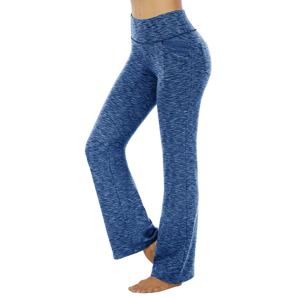 Women High Waist Yoga Flared Pants Wide Leg Casual Joggers Fitness Gym Trousers