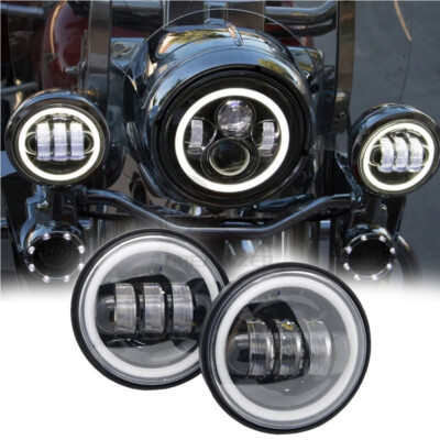 Tcmt Xf2906d21-e 4.5 Led Spot Fog Passing Light Lamp For Harley Touring Softail