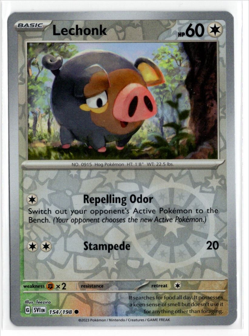 Pokemon Scarlet Violet Base SV1 Reverse Holo 154/198 Lechonk