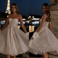 Elegant Princess Short Ball Dresses Sleeveless Sparkling Sequined Evening Gowns