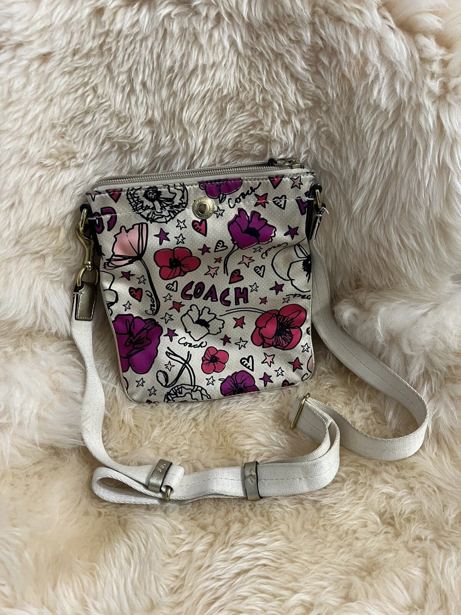 RARE Coach Poppy Floral Crossbody Purse Adjustable Strap AS IS