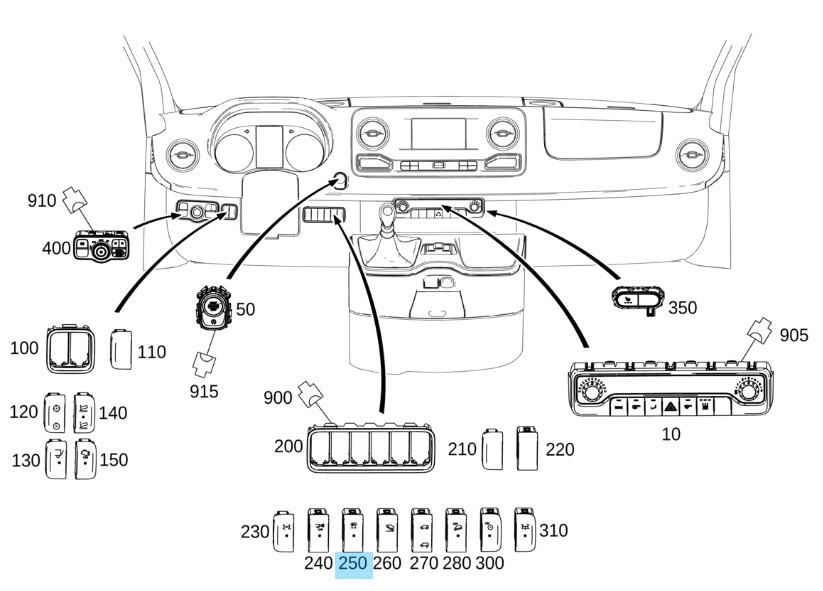 Mercedes-Benz Sprinter 907 Button Switch Revolving Beam Signal  