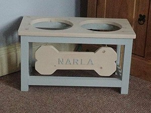 Handmade Personalized Raised Dog Feeder With Bowls For Medium