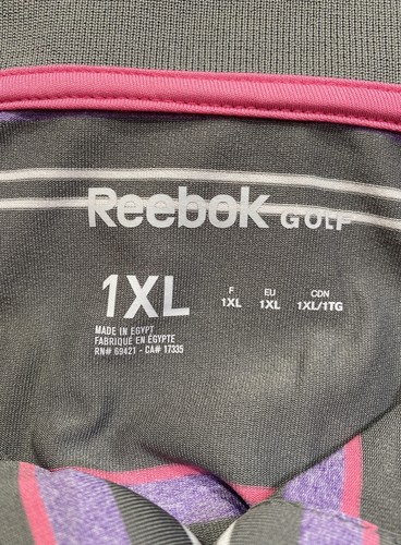 NWT Reebok Golf Polo Shirt Mens Sz 1XL Gray w/Strips Short Sleeve Pullover - Picture 5 of 7