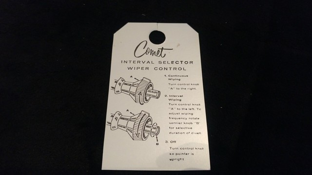 1965 1966 MERCURY COMET CYCLONE INTERVAL INTERMITTENT WINDSHIELD WIPER