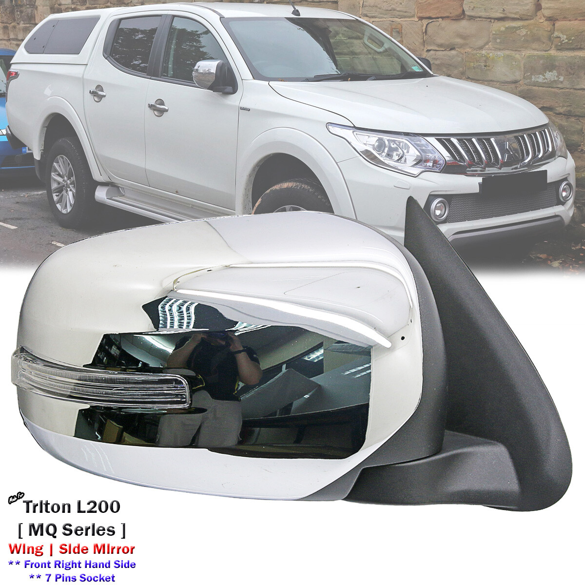鏡 TRITON MIRROR RH Right Side Mirror Black Manual For Mitsubishi Triton L200