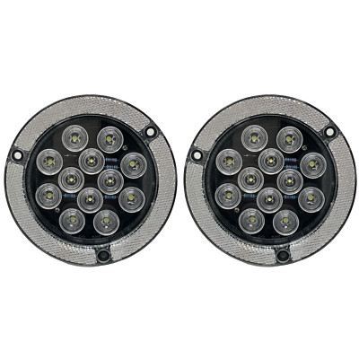 4'' Inch White 12 LED Round Flange Mount Reflex Ring Reverse Truck Light - Qty 2