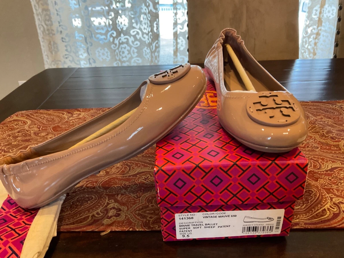 Tory Burch Minnie travel ballet flats in Vintage Mauve size 9.5 BNIB MSRP 228