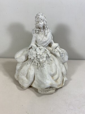 Kings Mill Alexandria Cement Concrete 10 1/2''h Girl Gown w/Flowers Garden Statue