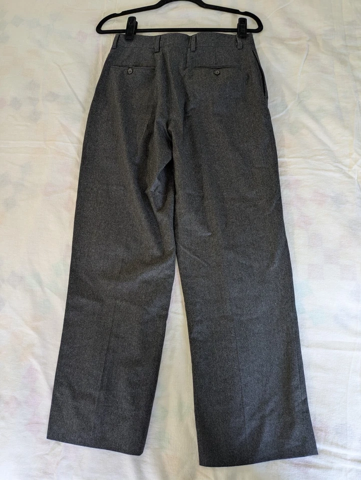 Calça Polo Ralph Lauren cinza lã cintura alta perna larga tamanho 16 - Imagem 3 de 4