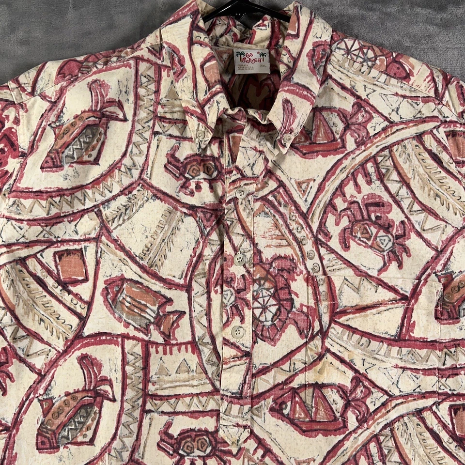 Go Barefoot 2XL Made In USA 1/4 Button Shirt Sea Turtles Crabs Fishes Hawaiian - Image 3 of 4