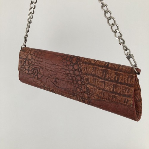 United Colors Of Benetton Handbag Red Brown Animal Print Clutch Shoulder Bag - Picture 16 of 23