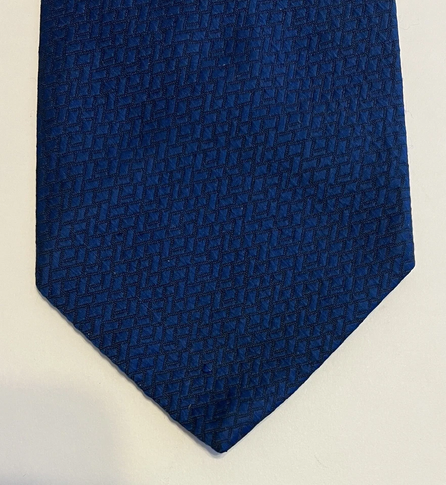 Corbata De Colección Años 70 Hippy Psicodélica Grasa Corbata Azul Blanco Diamante “B” Nylon Superba Foto 2 de 4