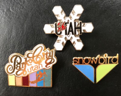 Lot of 3 1990 s Utah Ski Resort Enameled 1'' Pin Park City / Snowbird / Ski Utah