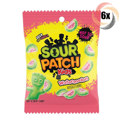 6x Bags Sour Patch Kids Watermelon Flavor Soft & Chewy Gummy Candy | 3.6oz
