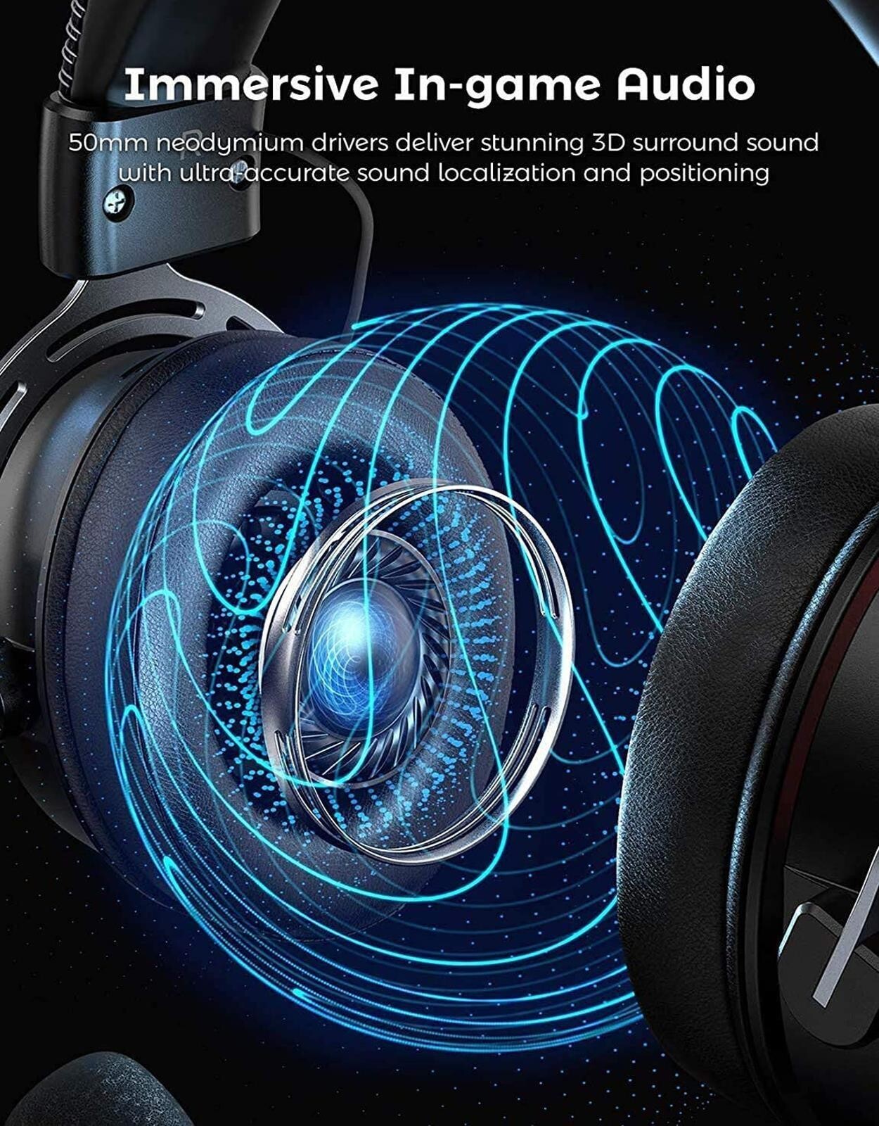 MPOW Gaming AIR SE HeadSet Headphones Mic Xbox One PS4 PS5 PC Black