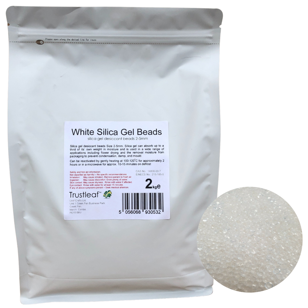 2kg White Silica Gel 2-4mm Beads - Resealable Bag - (2kg BAG - WB)
