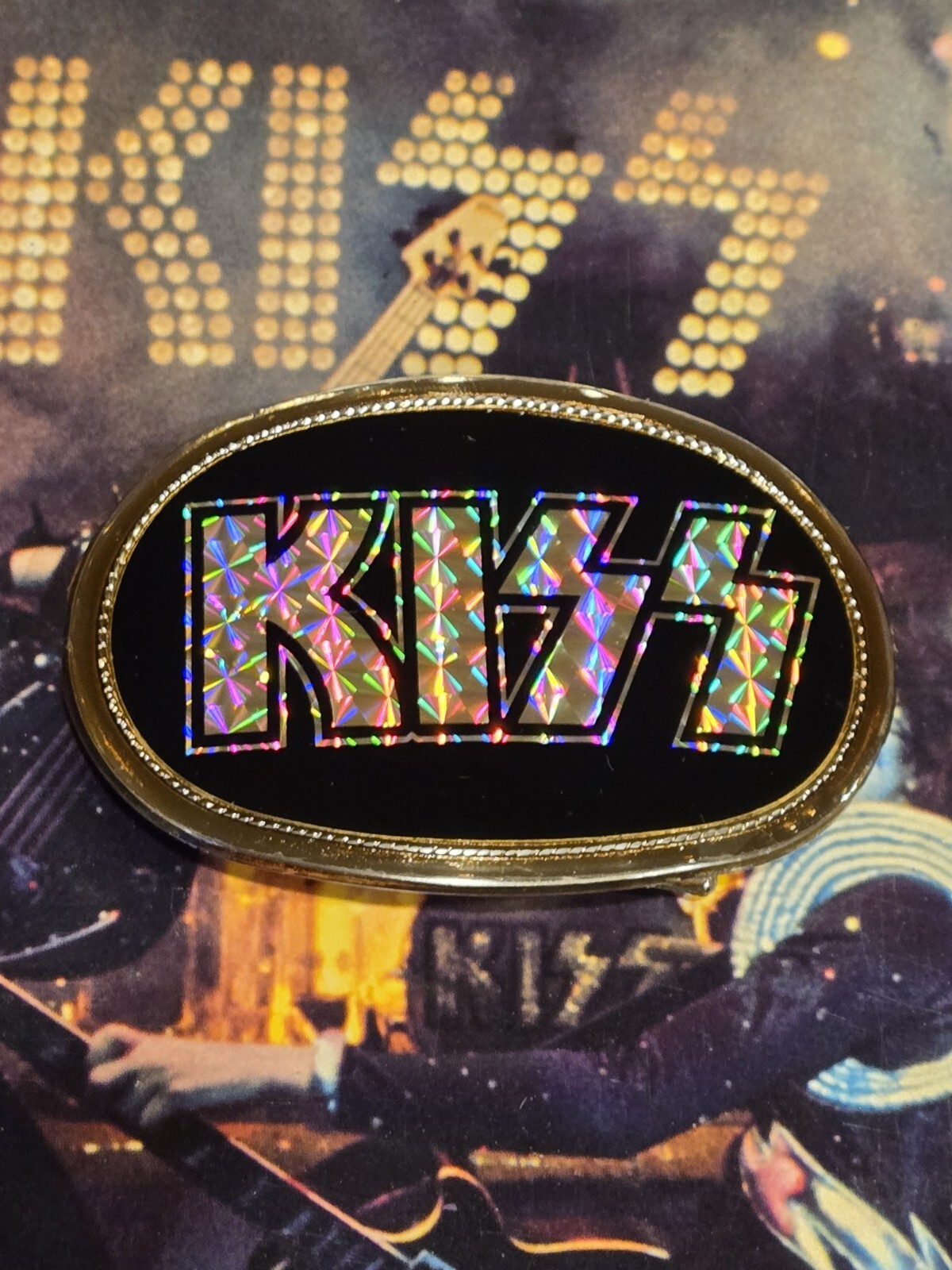 Vintage 1977 KISS Pacifica Prism Belt Buckle NICE!!!