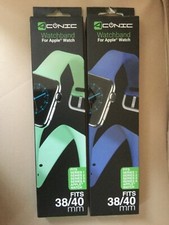 2 Aconic Silicone Bands for Apple Watch, Blue  Green Fits 1, 2, 3,  4, 38/40mm