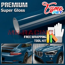 ESSMO PET Super Gloss Azure Blue Car Vehicle Vinyl Wrap Decal Sheet Like Paint