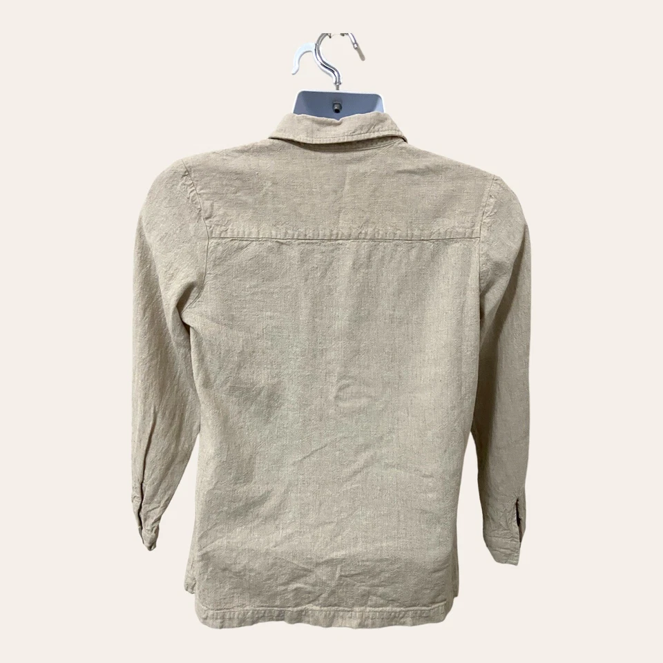 Dialogue Off White Linen Blend Blazer Shacket Shirt Jacket Plus Size 8 Stains - Image 4 of 4