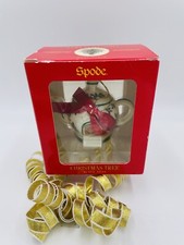 SPODE Christmas Tree Ornament  Happy Holidays Tea Pot  Red Ribbon Gold Cord