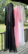 VINTAGE LOT OF 3 GORGEOUS ROBES SEARS FASHION WAGON BLACK PINK WHITE CHIFFON