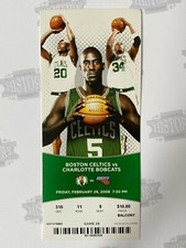 2008 Charlotte Bobcats at Boston Celtics Ticket 2/29/08 Championship Season