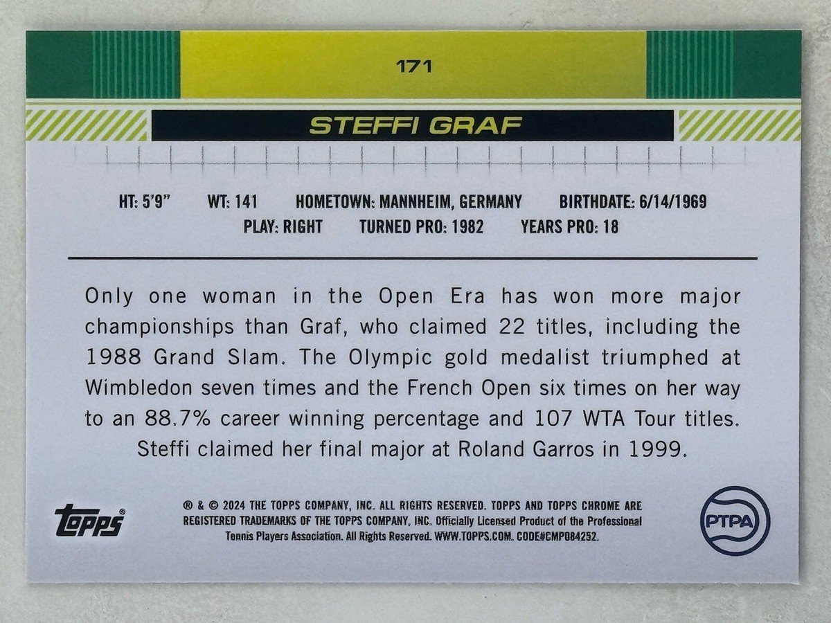 Steffi Graf 2024 Topps Chrome #171 Sports Tennis GOAT Trading Card
