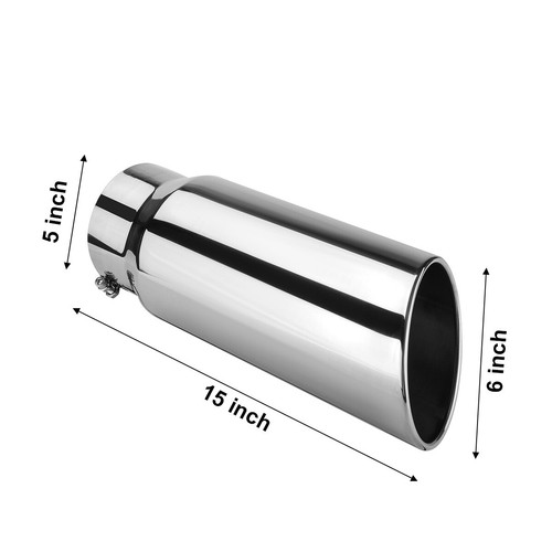 Polished Stainless Steel Tail Throat Exhaust Tip Pipe 5" Inlet 6" Outlet 15"Long