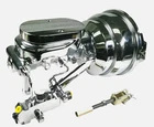 Chrome Chevy 8" Dual Disc Drum Power Booster + Milled Master Cylinder & Brackets