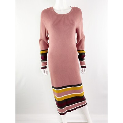 Anthropologie PARAVATI Pink Sweater Dress Size M Rib Knit Formal Classic NEW