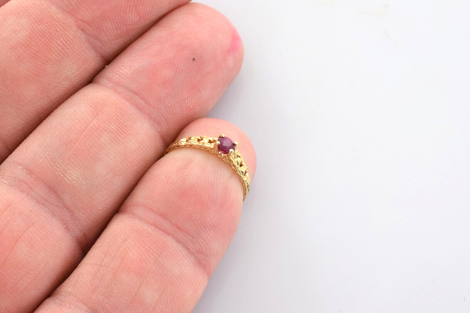 Petite Ruby Solitaire Ring in 14k Yellow Gold Siz… - image 5