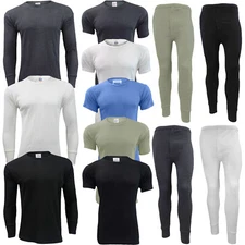 Mens Thermal Long Johns Full Set Top Bottom Baselayer Underwear Half Full Sleeve
