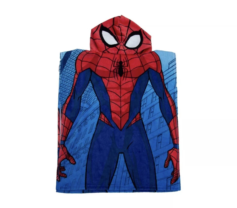 Disney Marvel Spiderman Poncho Swimming Hooded Towel Blue Robe Beach Pool Bath - Image 2 of 4