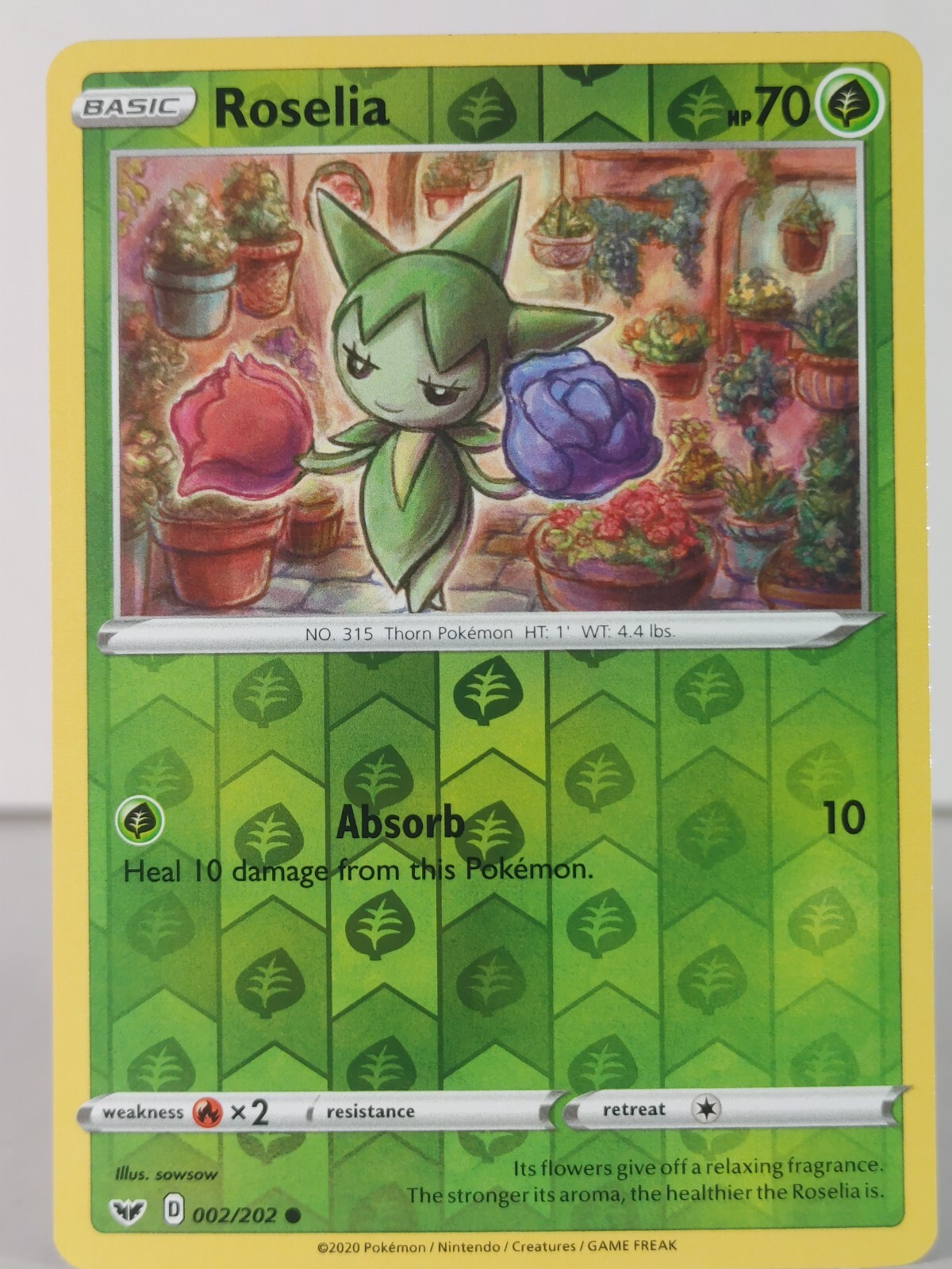 Roselia - Sword & Shield base set - 002/202 - singles - non-holo/Holo - Pokemon