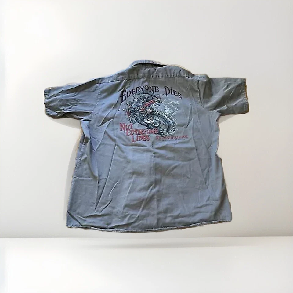 Vintage Red Kap Punk Reaper Death Goth Short Sleeve Work Shirt Mens Size XL - Image 2 of 4