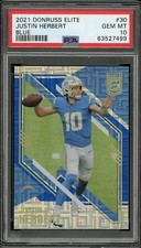 2021 Panini Donruss Elite #30 Justin Herbert BLUE Prizm (#8/10) PSA 10 GEM MINT