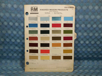 1976 Plymouth Original R-M Paint Color Chip Chart