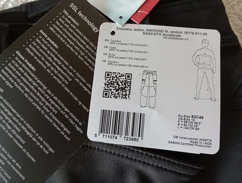 Pantalone da lavoro donna Mascot Accelerate *taglia 38,5 vita x 32 gamba* MISURATO NUOVO - Foto 5 di 11