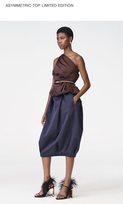 Zara Asymmetric Top Limited Edition Dark Brown Sz Xs 8350/764 | eBay