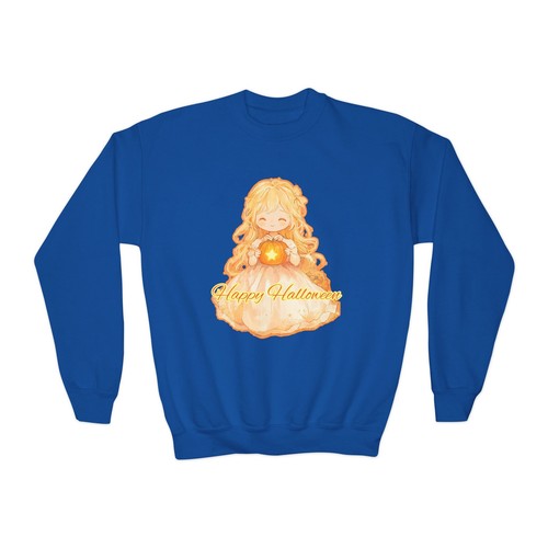 Halloween Theme Youth Crewneck Sweatshirt Happy Halloween Cute Long Sleeve Fall - Picture 23 of 31