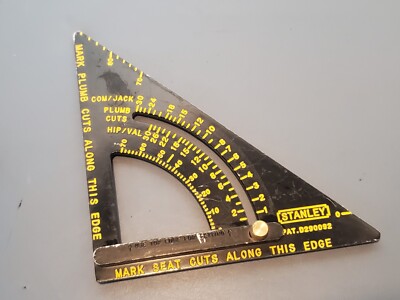 Stanley Adjustable Quick Framing Square Stair Roofing RARE Pat.D290092 Vintage