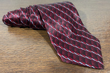 Arrow Designer Neck Tie - Red Geometric Print - 100% Silk - Made in the USA
