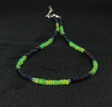 Green And Black Opal Beaded Necklace Natural Ethiopian Fire Opal Necklace