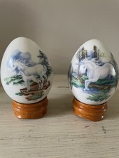 PRINCETON GALLERY 1993 HANDCRAFTED UNICORN EGGS W/STANDS MINT CONDITION!