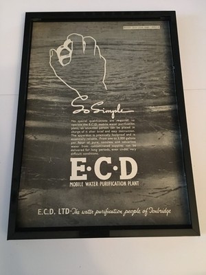 E.C.D Mobile Wasseraufbereitungsanlage - 1942 A4 gerahmt Original Reklame