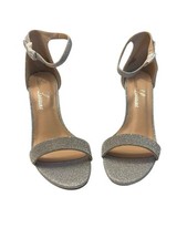 Lauren Lorraine Shimmer Silver Rhinestone High Heel Wedge Sandals Size 9.5 NIB