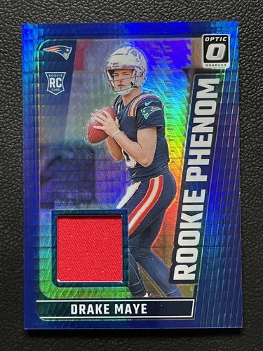 2024 Panini Donruss Optic Phenom Blue Hyper Prizm Drake Maye Jersey RC Rookie